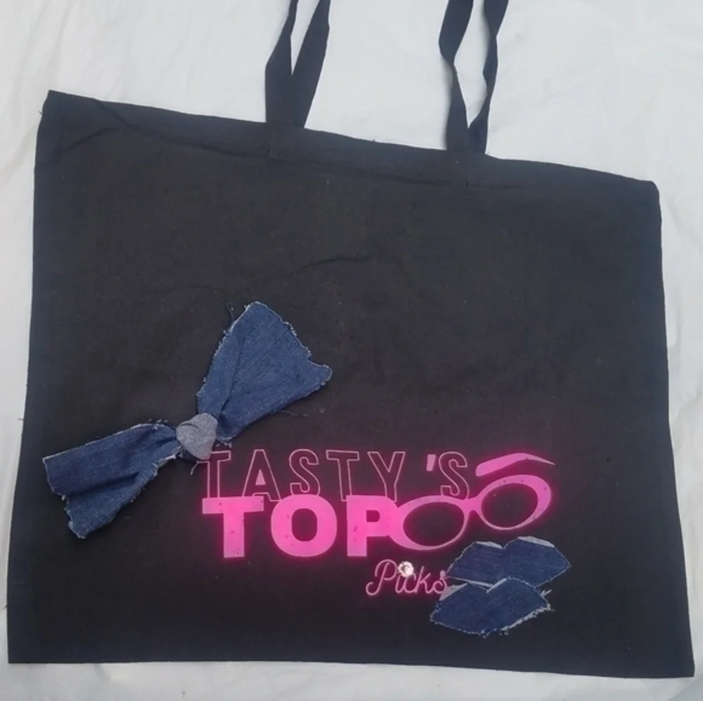 Tasty Shopper Reusable Denim Kisses Tote Bag